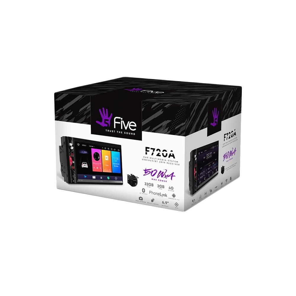 FIVE| F720A+AHD камера | 2din EURO//6.9"/Android9/1024*600/2+32Гб/FM/AM/USB/BT/GPS/WiFi/ | 8