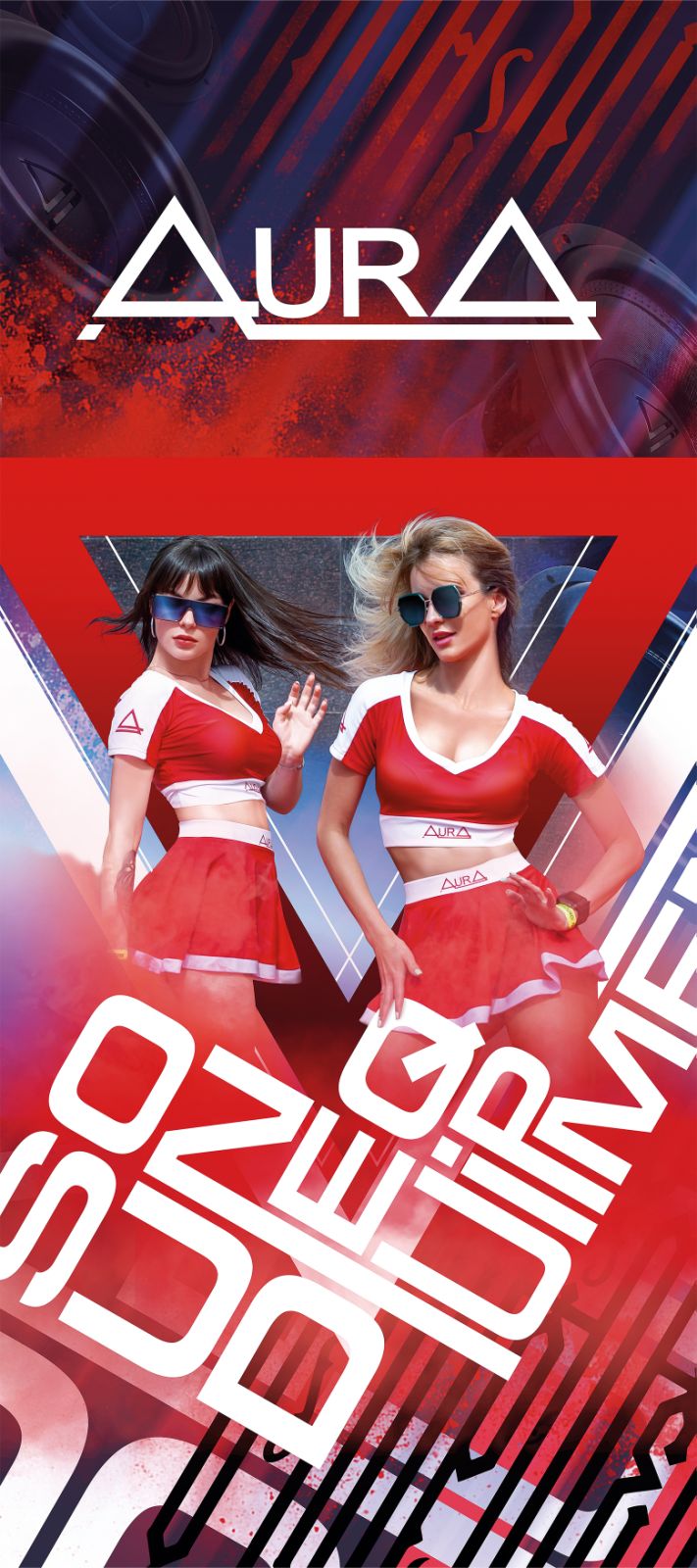 AurA | Баннер "Девушки в дыму" 80х180см | X-стенд совместим, с люверсами, вертикальный  | 1