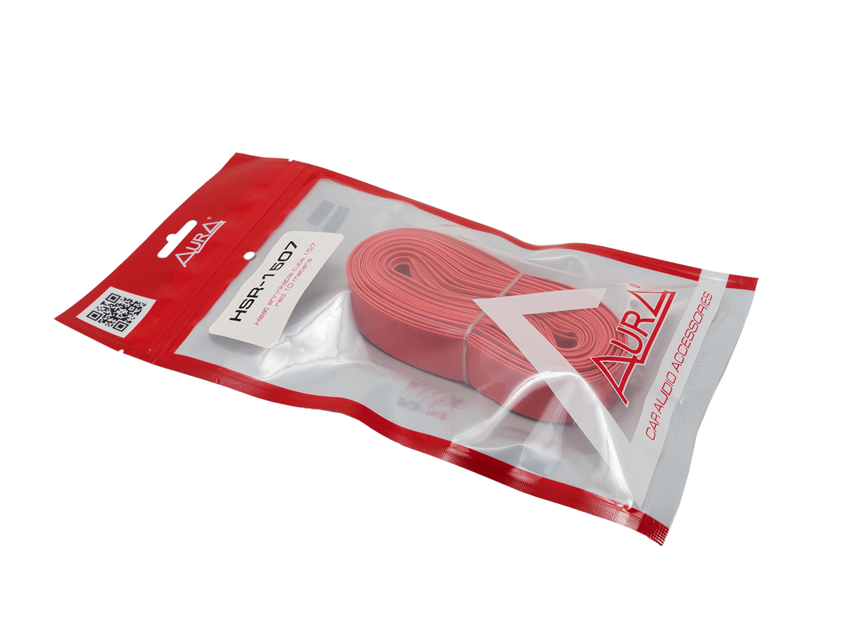 AurA | HSR-1507 | Термоусадочная трубка КРАСНАЯ, с логотипом, диаметр 15-07мм, 10м | превью 2