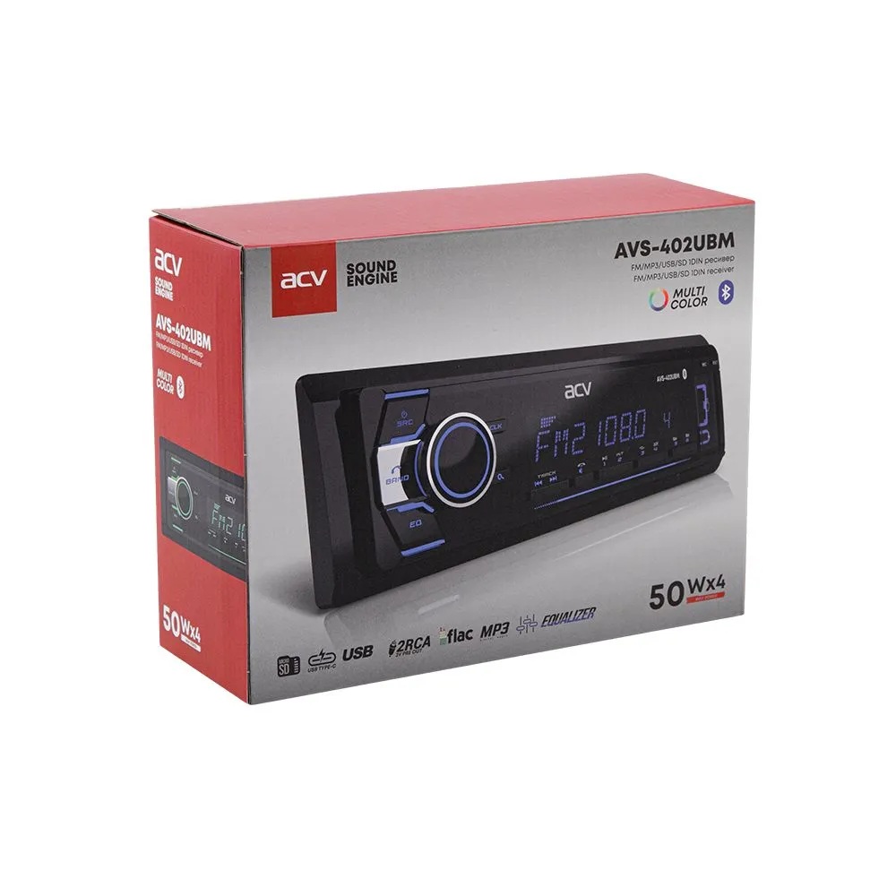 ACV | AVS-402UBM |1din/мультицвет/USB/SD /FM/AUX /Bluetooth | 9