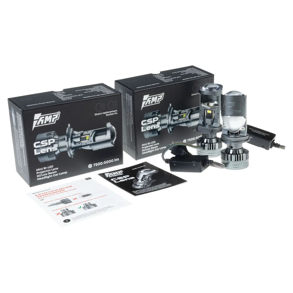 AMP | CSP mini projector lens | H4, комплект 2 шт. | 4
