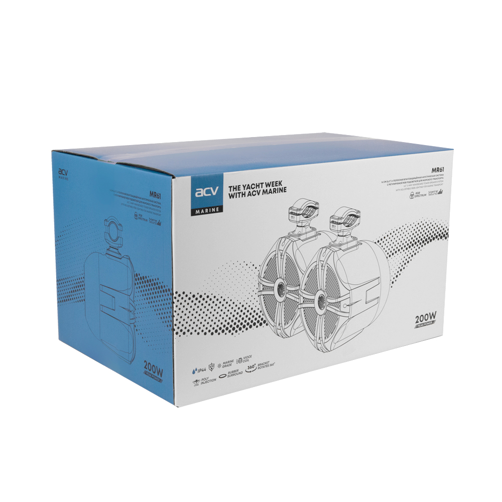 ACV | MR61WL | 16.5см/100ВТ/2-х полосная ,цвет-белый, влагостойкая.| 4