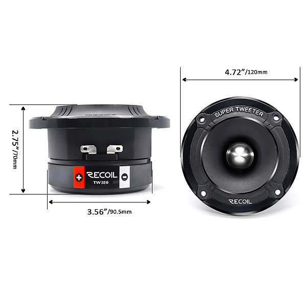 Recoil | TW380 PRO | рупоры, мм, Ом, Гц, RMS/Peak -W | 4