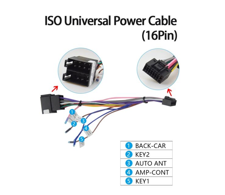 TEYES | Провод питания 16 pin | Универсальный провод питания для планшетов 9-10" | 1