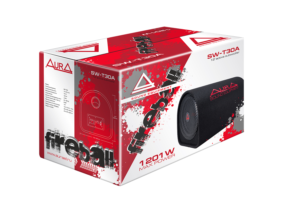 AurA | SW-T30A | 12" (30cm) активный корпусной сабвуфер, 121/1201w, фазоинвертор | 5