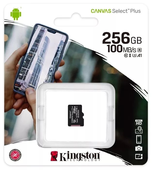 Kingston | 256Gb | Карта памяти MicroSD256GB 10 Canvas Select Plus A1 (100 Mb/s) без адаптера | превью 1