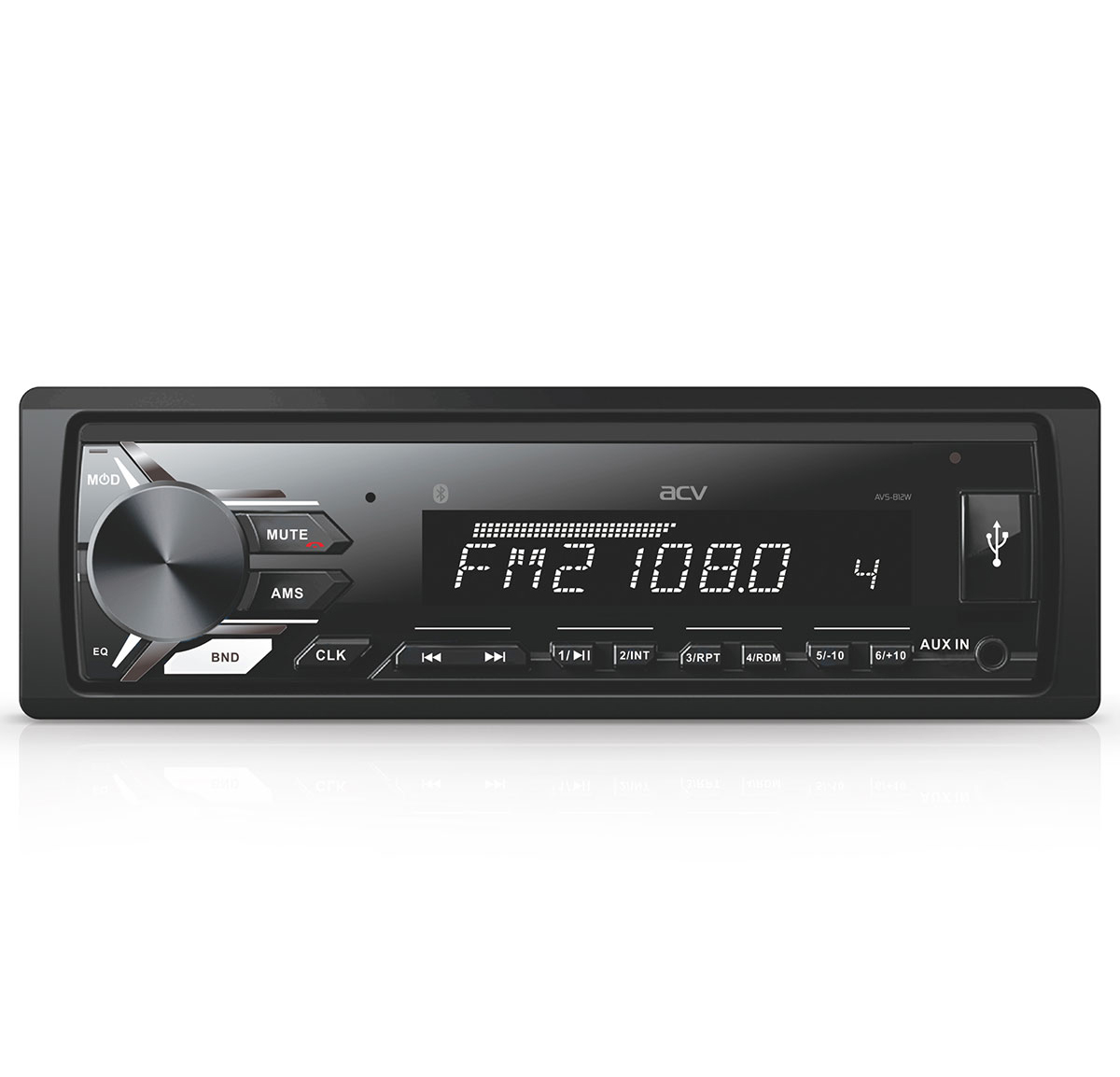 ACV | AVS-812BW | 1din/белая/Bluetooth/USB/AUX/SD/FM/4*50 | 1