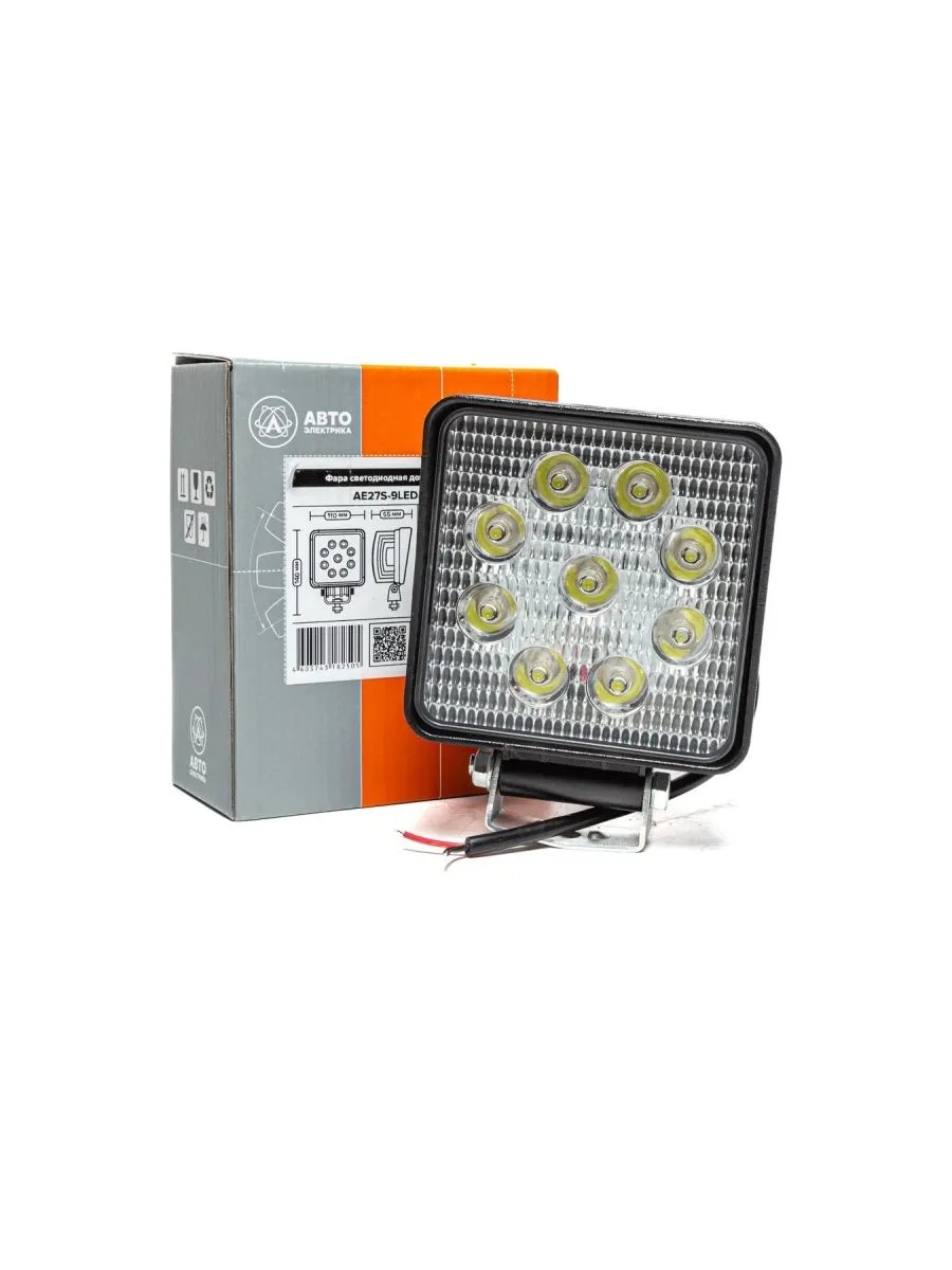 Автоэлектрика| AE27S-9LED-55HC |Фара светодиодная,квадратная,9Диод,110*55*140,,27Вт,10-30V,1шт | превью 1