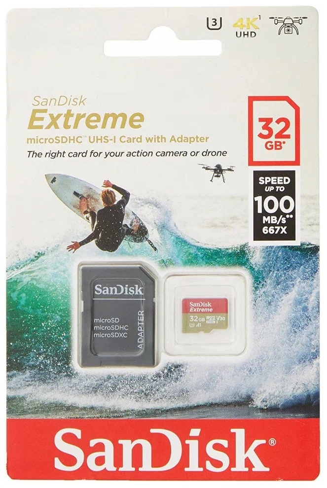 SanDisk | MicroSD 32Gb UHS-I U3 | Карта памяти 32Gb +адаптер, Class 10 Action Cameras UHS-I U3| превью 3