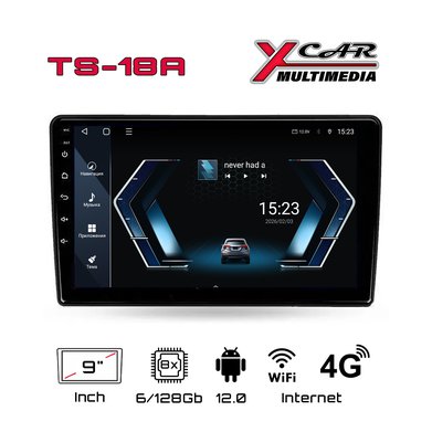 XCar | TS18A 9" 6-128 | QLED Android 12,DSP. 4G 8 ядер  дисплей 9 " Wi-Fi, 2DIN, USB, BT,| 1