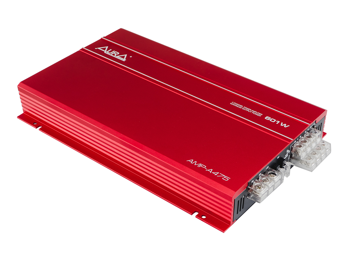 AurA | AMP- A475 | 4x75w (4 Ohm), 4x95w (2 Ohm), 2x180w (4 Ohm), LPF/HPF, 20Hz - 20kHz | 1