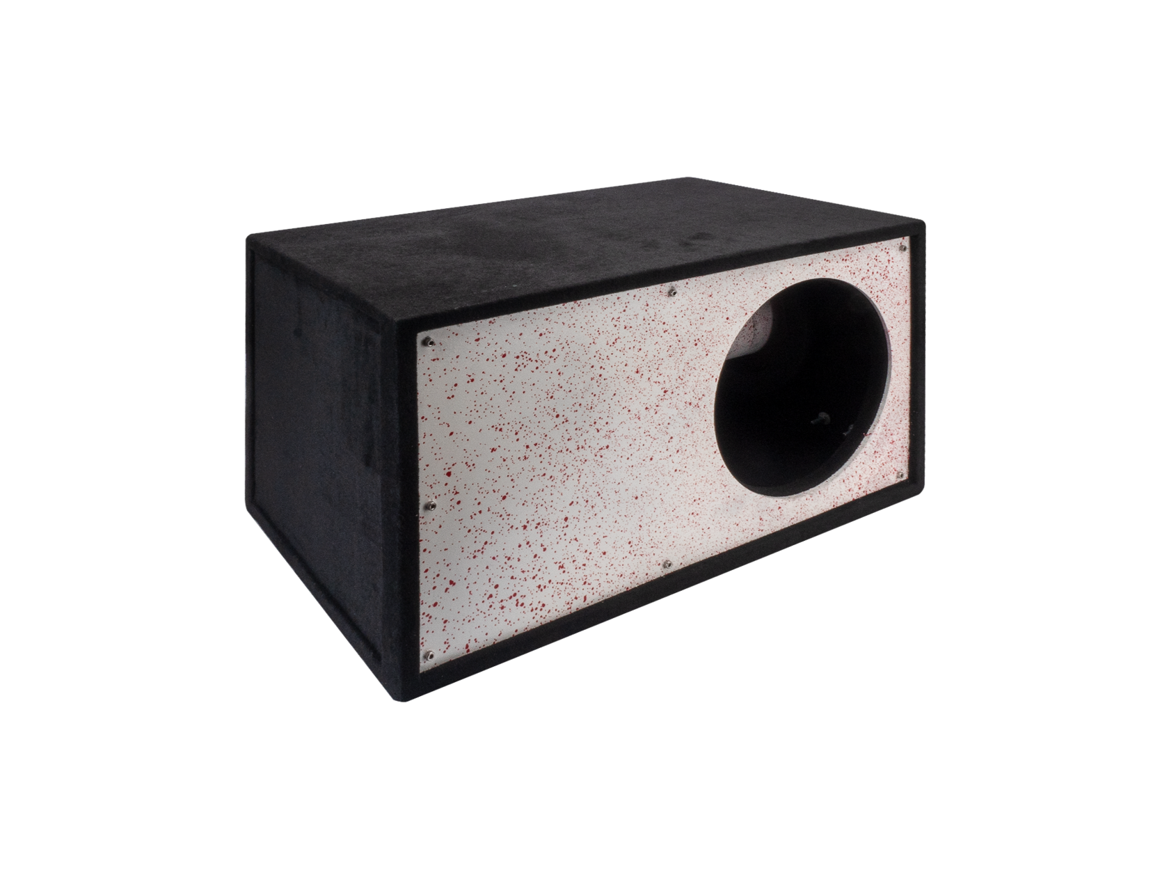 D/S/D | Короб 12"  ФАНЕРА  |  Корпус Искра КРАСНАЯ НА БЕЛОМ фазоинвертор 160 мм , 65л | превью 2