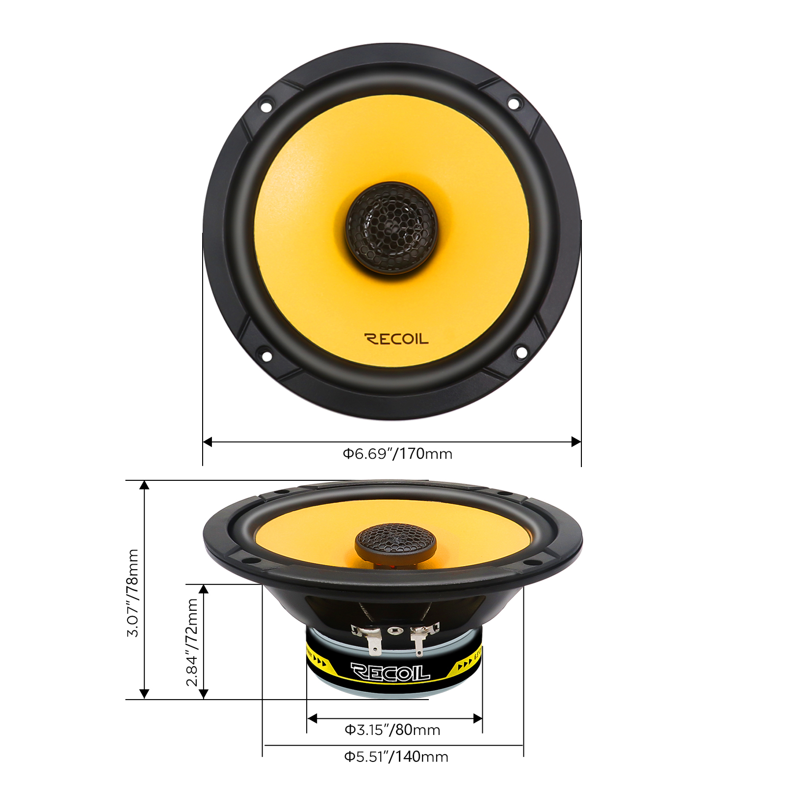 Recoil | RLX65 | 2-х пол. коакс., 6.5", 4Ом, 60 - 20000Гц,  RMS/Peak - 40/80  | 4