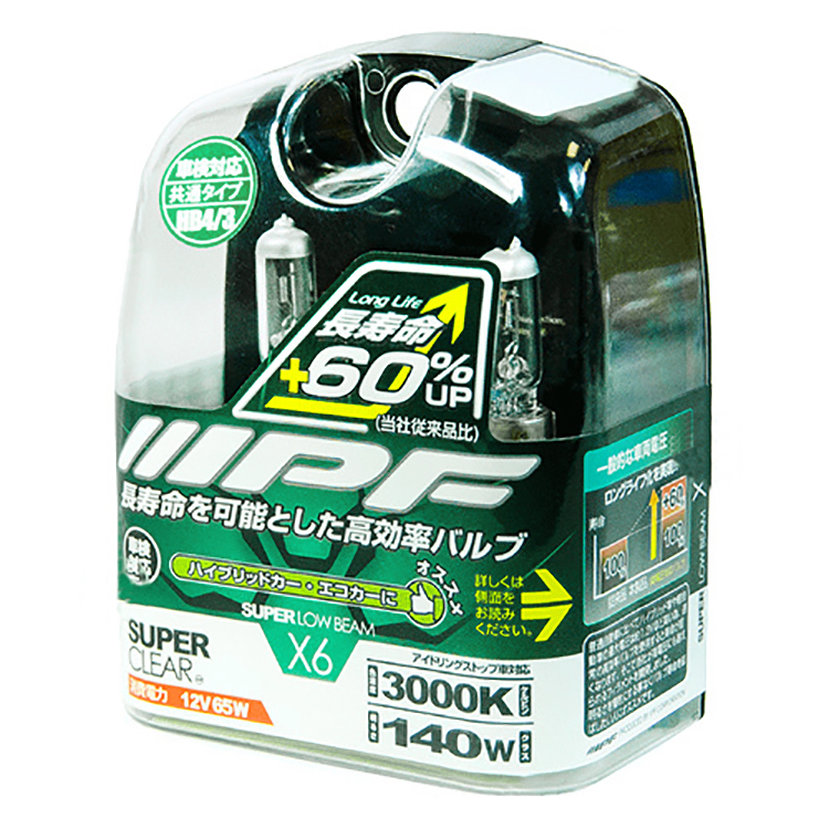 IPF | SUPER CLEAR HB3/4 | V6X91  12V 65W  (140W) комплект ламп накаливания, 3000K | 1