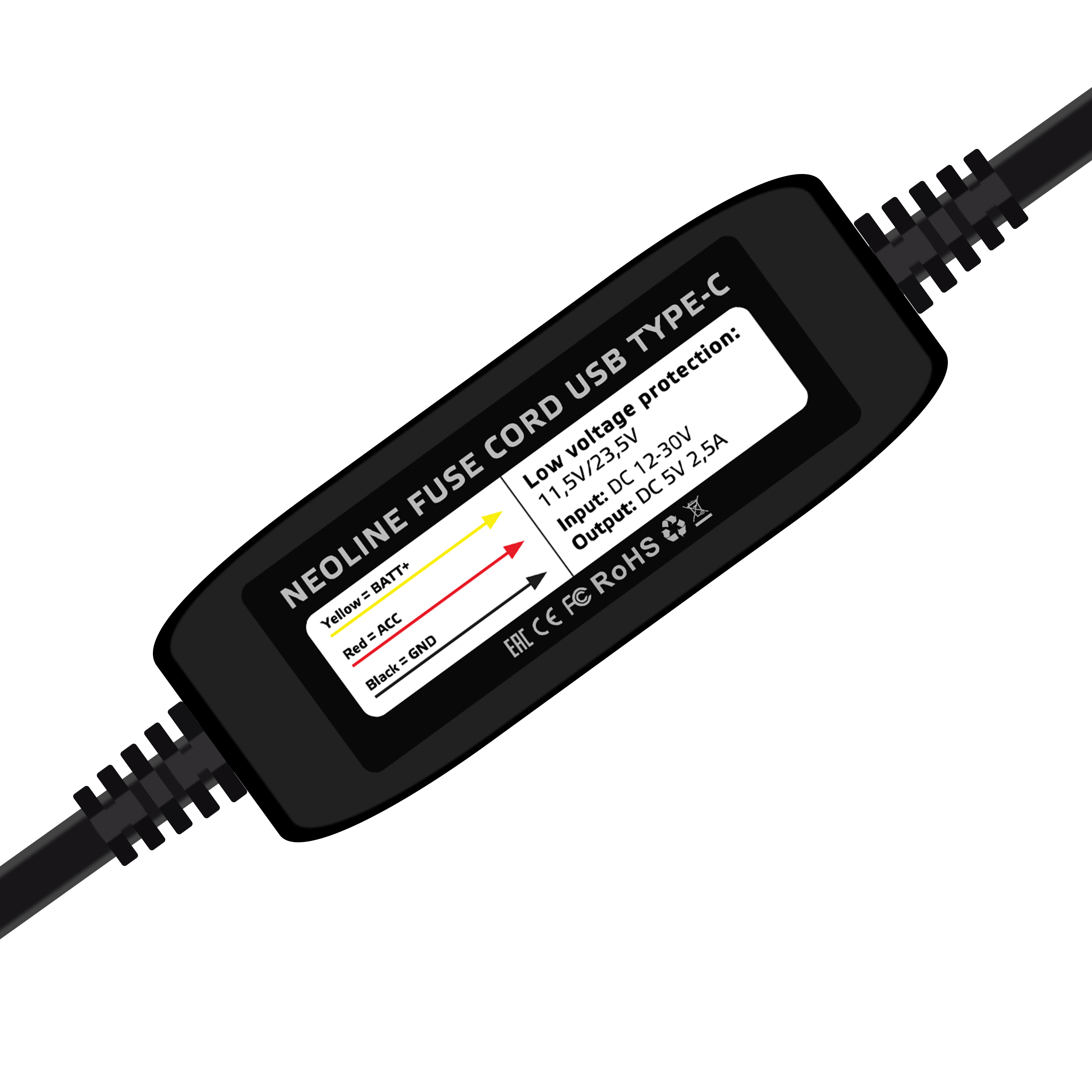 Neoline | X-COP Fuse Cord Type-C| Кабель для видеорегистратора Neoline Flash 2K/Flash 2K DUAL| 3