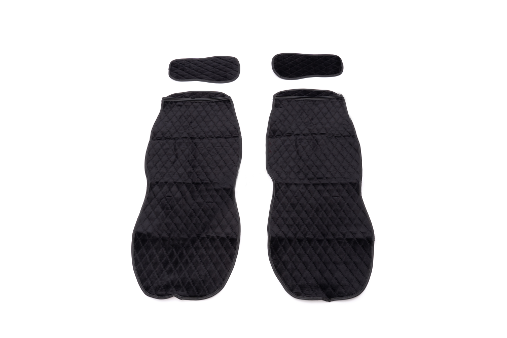 FOR CARS | Накидка на сиденье 2шт. | велюр черная 4 предмета | 1