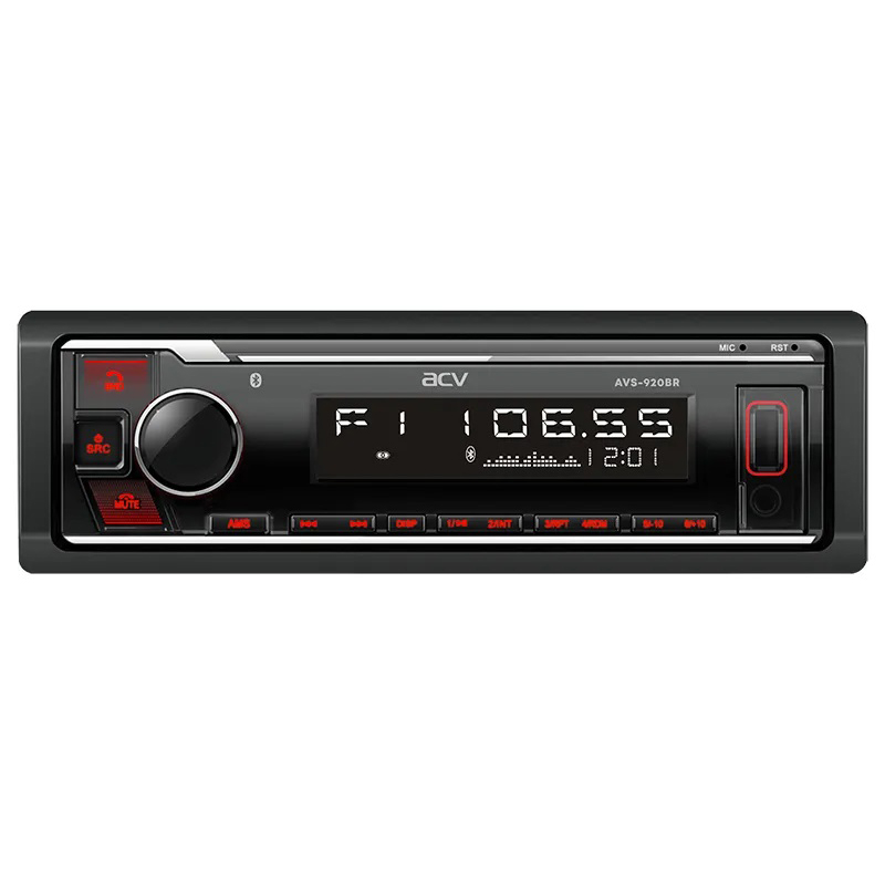 ACV | AVS-920BR | 1din/красная/FM/MP3/USB/BT/SD/FM/4*50/Bluetooth/съемн.панель | 1