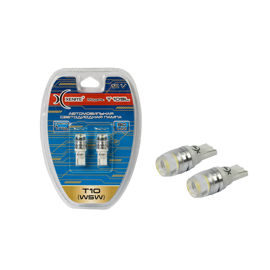 XENITE   | T10 W5W  T109L | 1SMD Диодная лампа без цоколя  , 90Lm , белая уп.2шт | превью 1