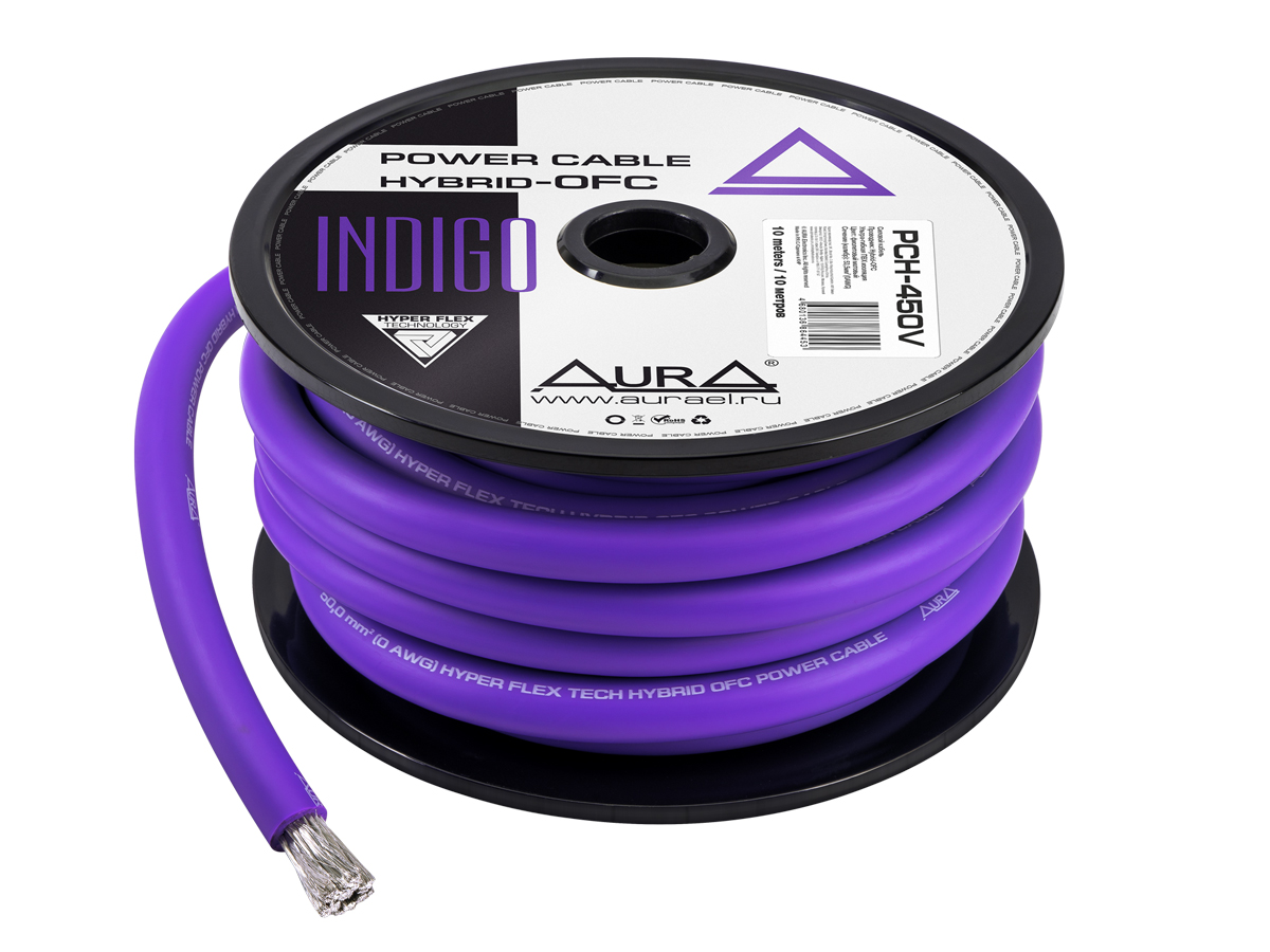 AurA | PCH-450V | 0GA (50мм²), HYBRID-OFC, цена за 1 метр, фиолетовый, бухта 10м. | 1