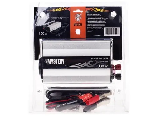 Mystery | MAC-300 | преобразователь напряжения 12V-220V, 300 Вт, порт USB | 5
