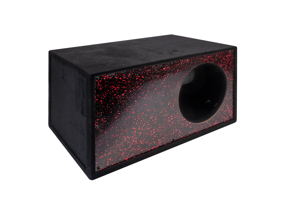 D/S/D | Короб 12"  ФАНЕРА  |  Корпус Искра КРАСНАЯ НА ЧЕРНОМ фазоинвертор 160 мм , 65л | превью 1
