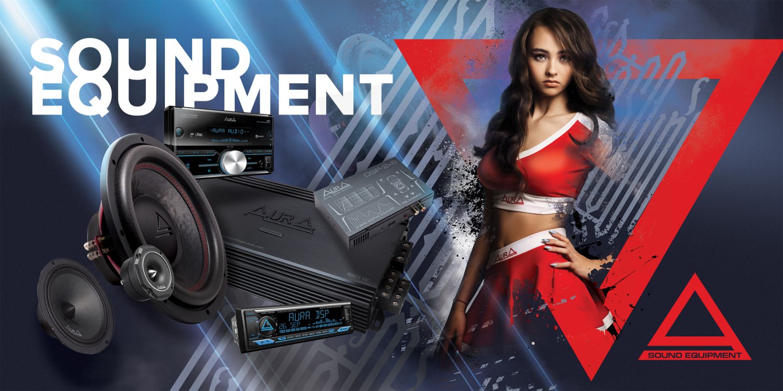 AurA | Баннер "Девушка и продукт" 180х80см | с люверсами, горизонтальный  | 1