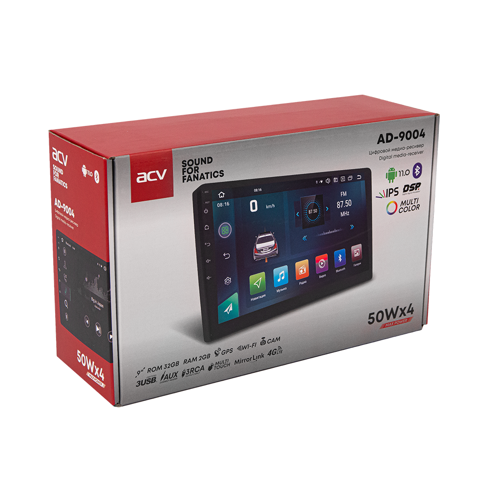 ACV | AD-9004 | 2 din/ 9", ANDROID11/1280*720/2+32GB/ IPS/ Wi-Fi, GPS| 6