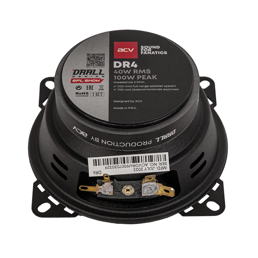 ACV | DR4 DRALL | эстрадная акустика 4" широкополосная/ RMS=40W/3Om/96дБ | 4