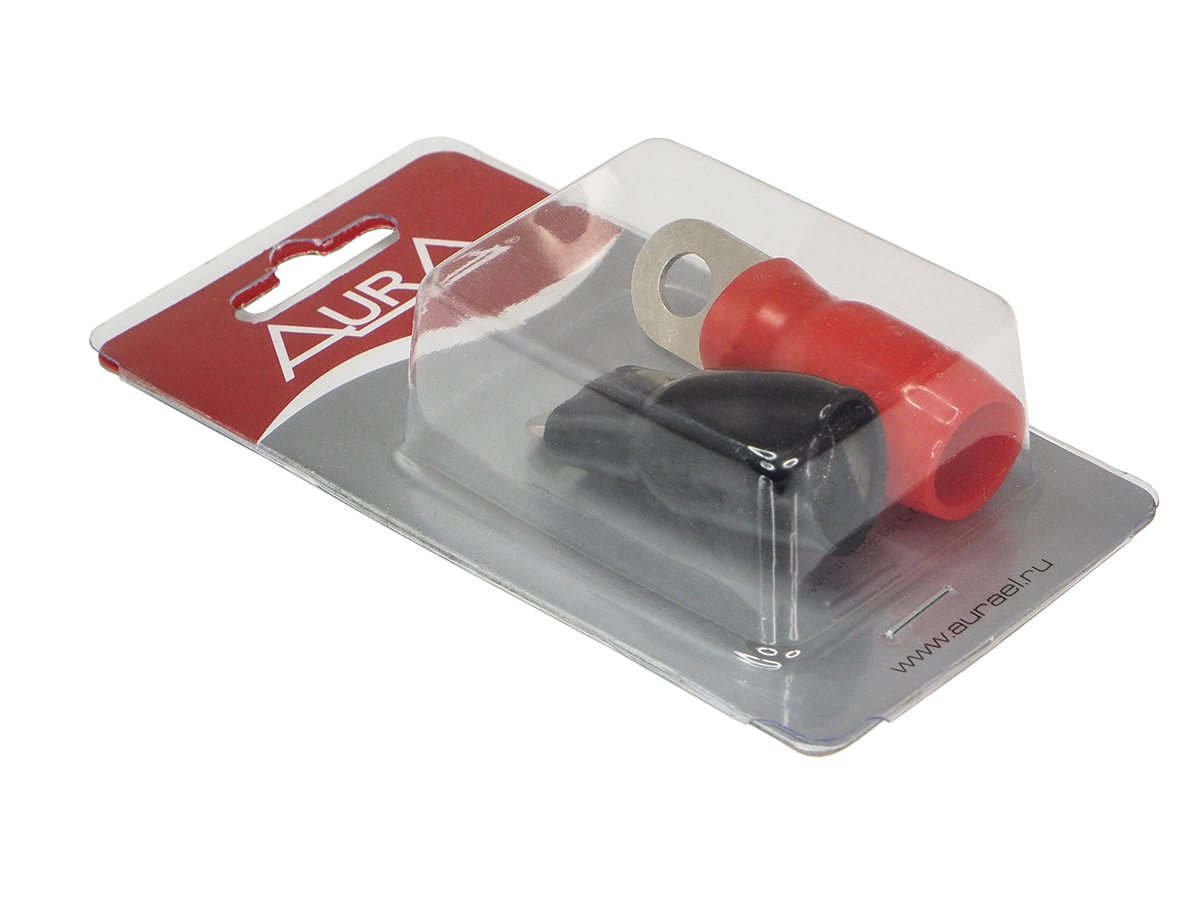 AurA | ACN-R358 | Клемма силовая, кольцевая, 8 мм, 2Ga, 1 красная + 1 черная, Nickel, блистер | превью 2