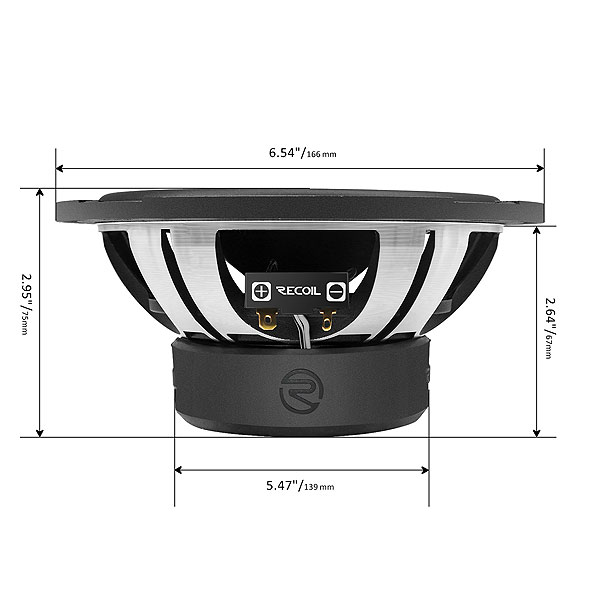 Recoil | SPX65 | 2-х пол. коакс.,6.5”(166 mm), 3.2Ом, 69-22000Гц,  RMS/Peak - 65W/150W  | 6