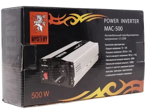 Mystery | MAC-500 | преобразователь напряжения 12V-220V, 500 Вт , порт USB| 5