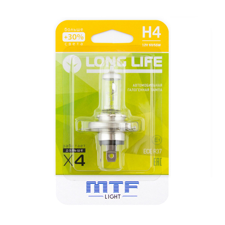 MTF | LONG LIFEx4 БЛИСТЕР H4 | 12V 60/55W  лампа накаливания, 2900K | превью 1