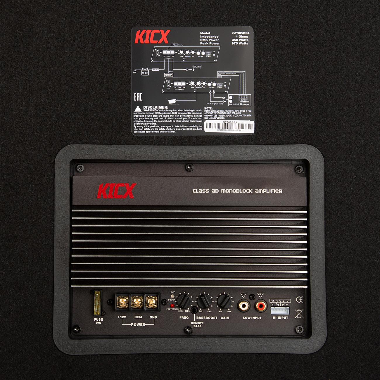 KICX | GT305BPA | 12" актив.корпус. ТРАПЕЦИЯ RMS 350Вт , MAX 975Вт | 5