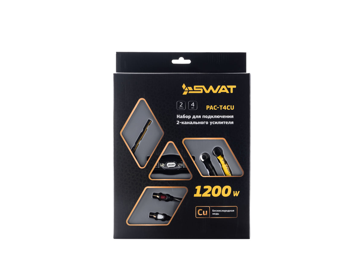 Swat | PAC-T4CU | для 2-х кан. усилителя, сил. каб 4Ga, МЕДЬ | 3