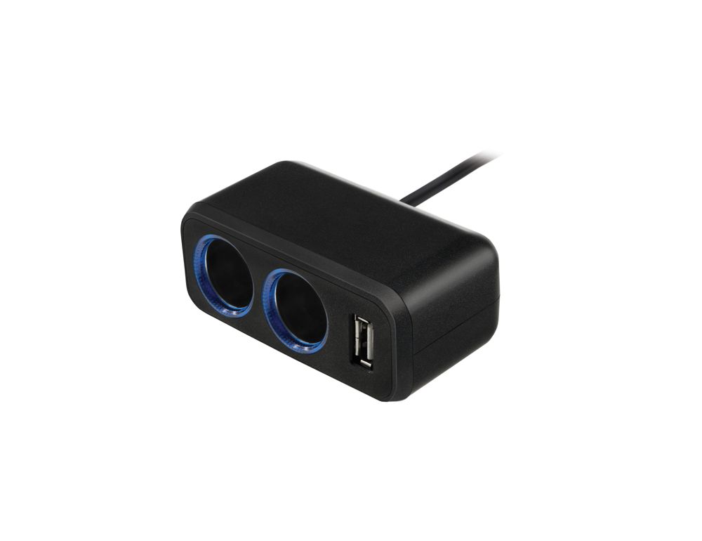 Neoline | SL-211| Разветвитель прикуривателя для 2-х устр+1USB 1А, 12В/24В 10A/80Вт,подсв.,провод | превью 1