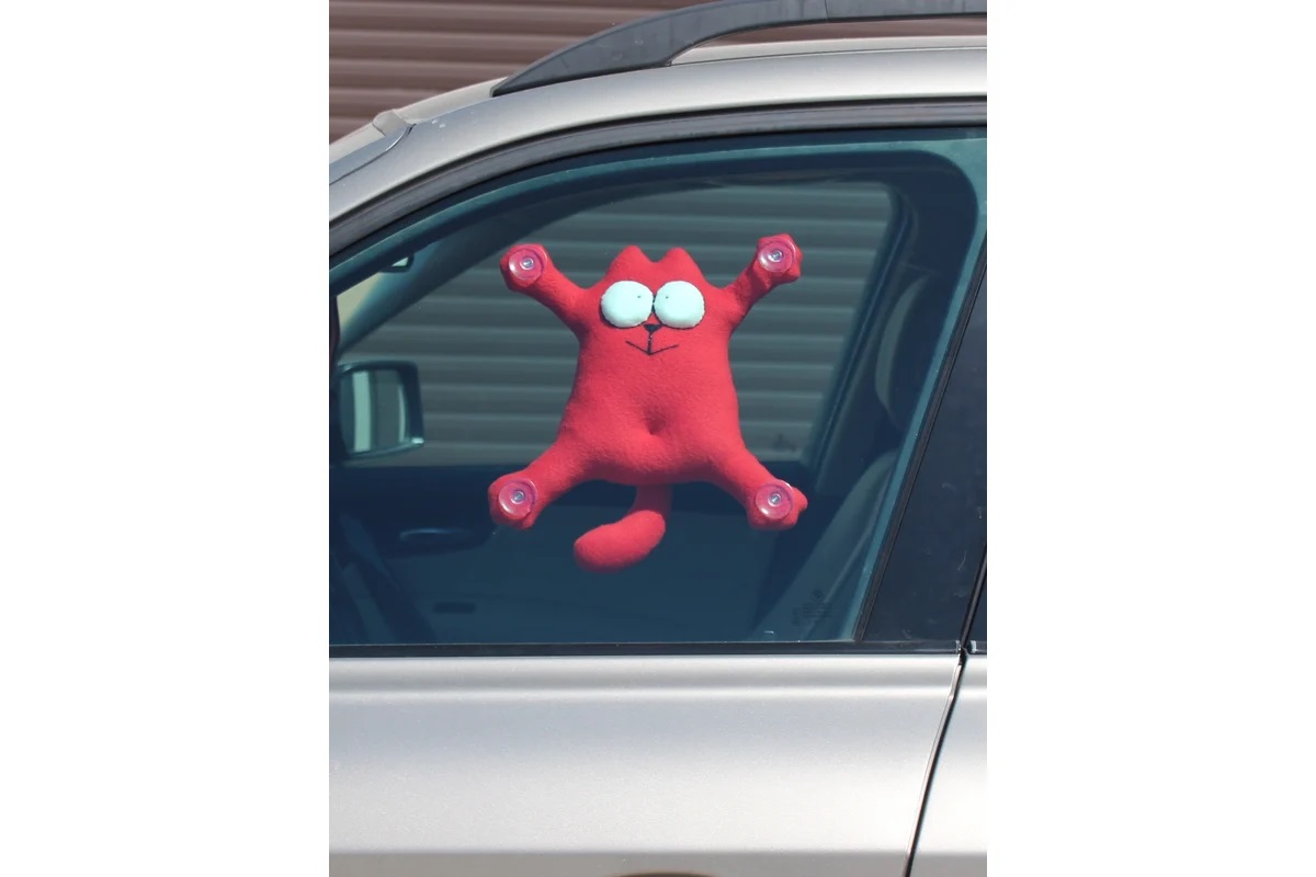 SNOOGY | КОТ | кот на стекло на присосках КРАСНЫЙ | превью 2