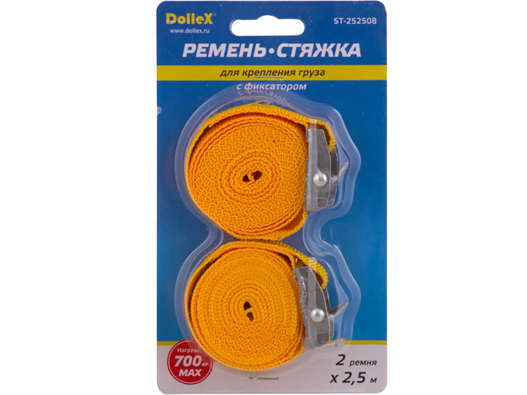 DolleX | ST-252508| Стяжка для крепления груза (2,5 м х 25 мм) 0,25 т, с фиксатором (1 шт.) в сумке| превью 1