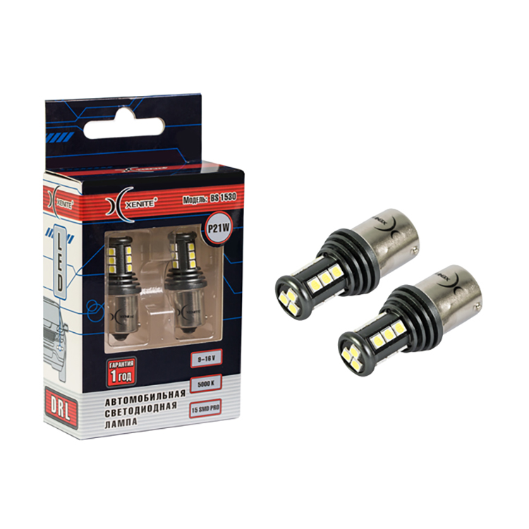XENITE | P21W BS1530 | Диодная лампа с цоколем, 750Lm, 5000K, ПТФ/ДХО 2 шт | 1