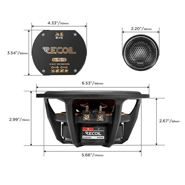 Recoil | SAM265 | комп. акустика, 6.5”(165 mm),  Ом, Гц,  RMS/Peak -65/130  | 6