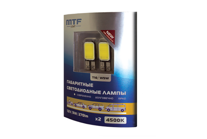 MTF | W5WT10 б/ц 4500K | 12V, 3W, 270люмен, COB LED Корея, пара  | превью 1