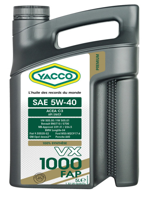 YACCO | VX1000 FAP 5W40 | 5L Синт. моторное масло 505.00, 505.01,229.31, M2C 917-A, Dexos2,   | 1