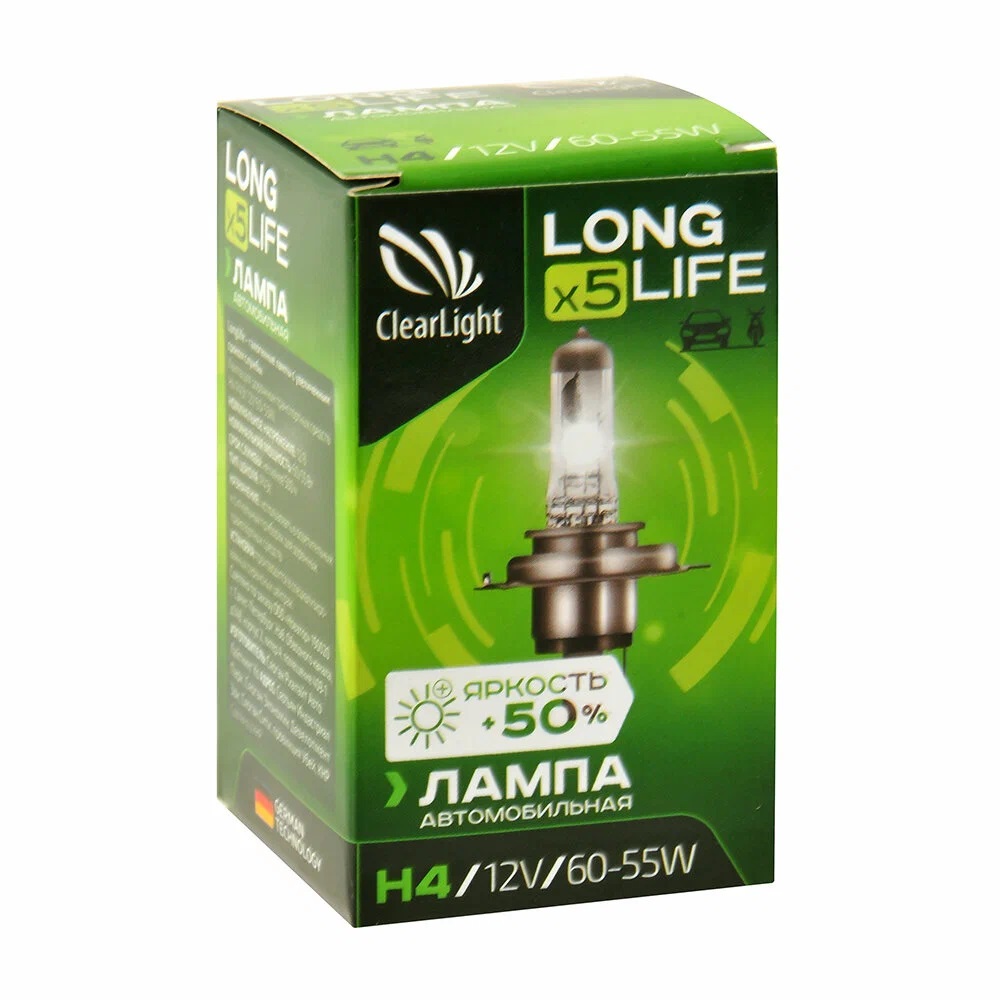 ClearLight | LongLife H4 |  12V-55W Картон 1 ШТ. | превью 1