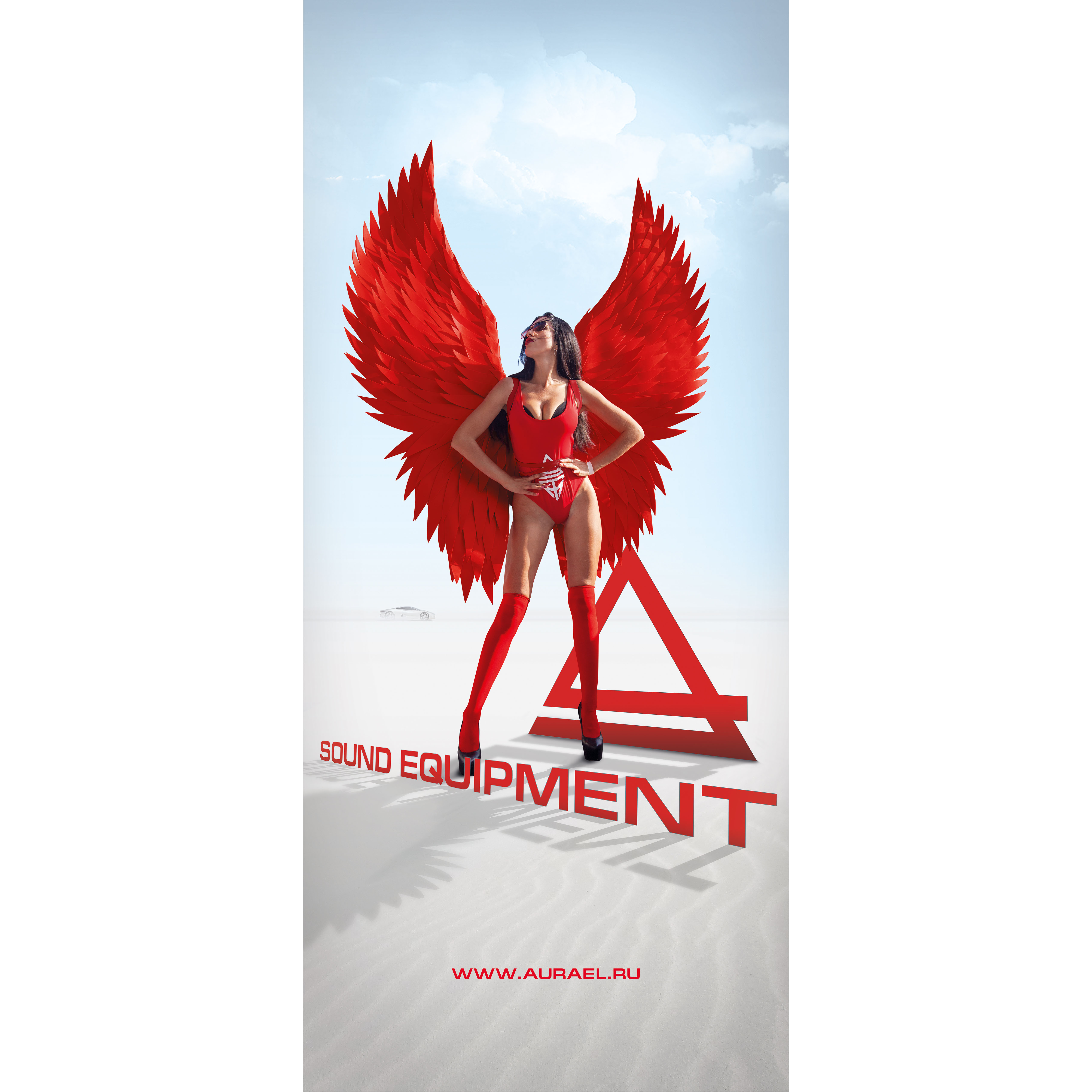 AurA | Баннер "Красный ангел" 80х180см |  X-стенд совместим, с люверсами, вертикальный  | 1