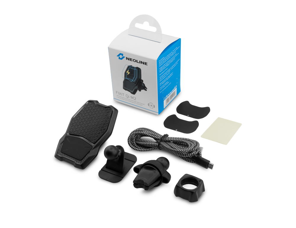 Neoline| Fixit Qi M2 | Держатель для смартфона с беспроводной зарядкой, магнитный, 2 крепления| 4