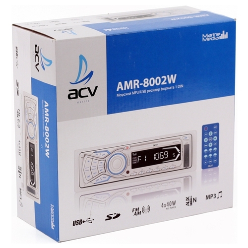 ACV | AMR-8002 W | 1 DIN|/USB/SD/FM,съемн панель,белый. | 5