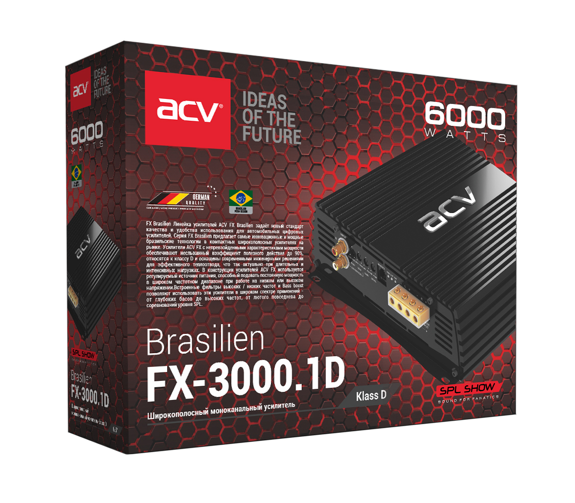 ACV | FX-3000.1D | 3000вт/1канал 4-2ом/BassBoost/D-class | 5