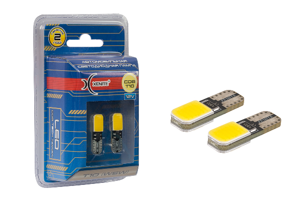 XENITE| COB T10 W5W   |  Диодная лампа без цоколя  , 4000K белая уп.2шт | превью 1