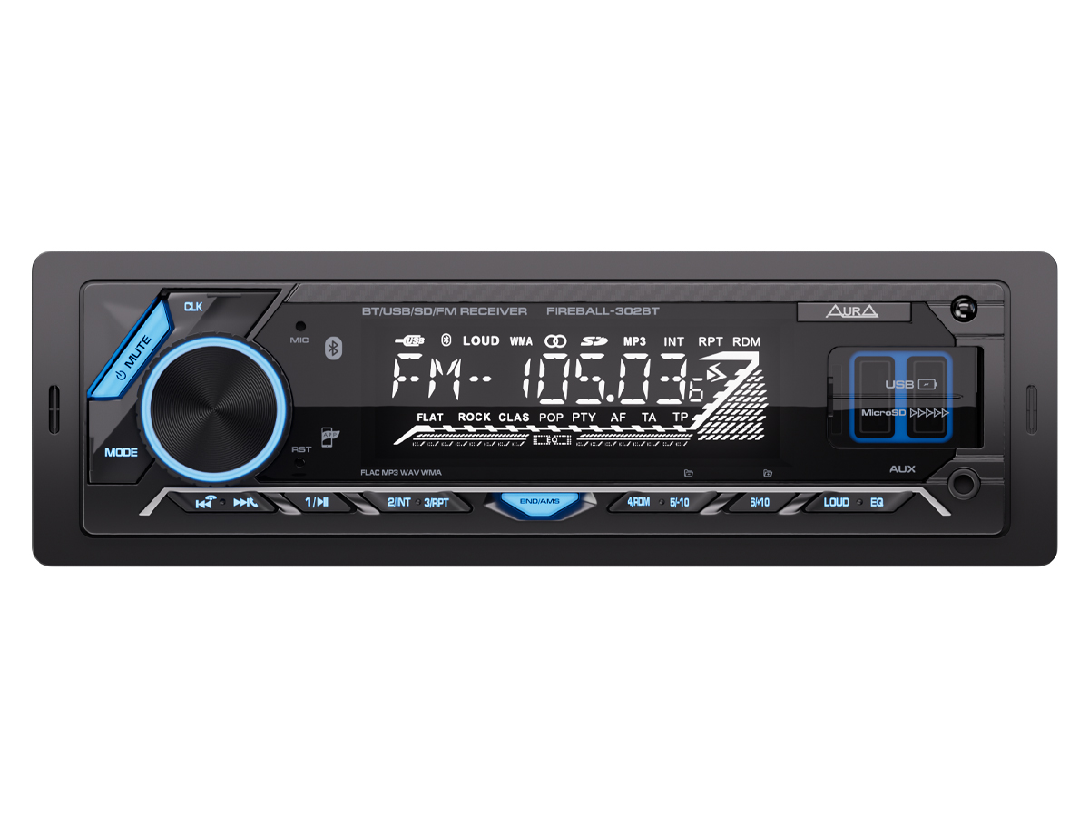 AurA | FIREBALL-302BT | 4х51w, FLAC, 2xUSB/BT, APP, 2 пары RCA, синие кнопки | превью 2