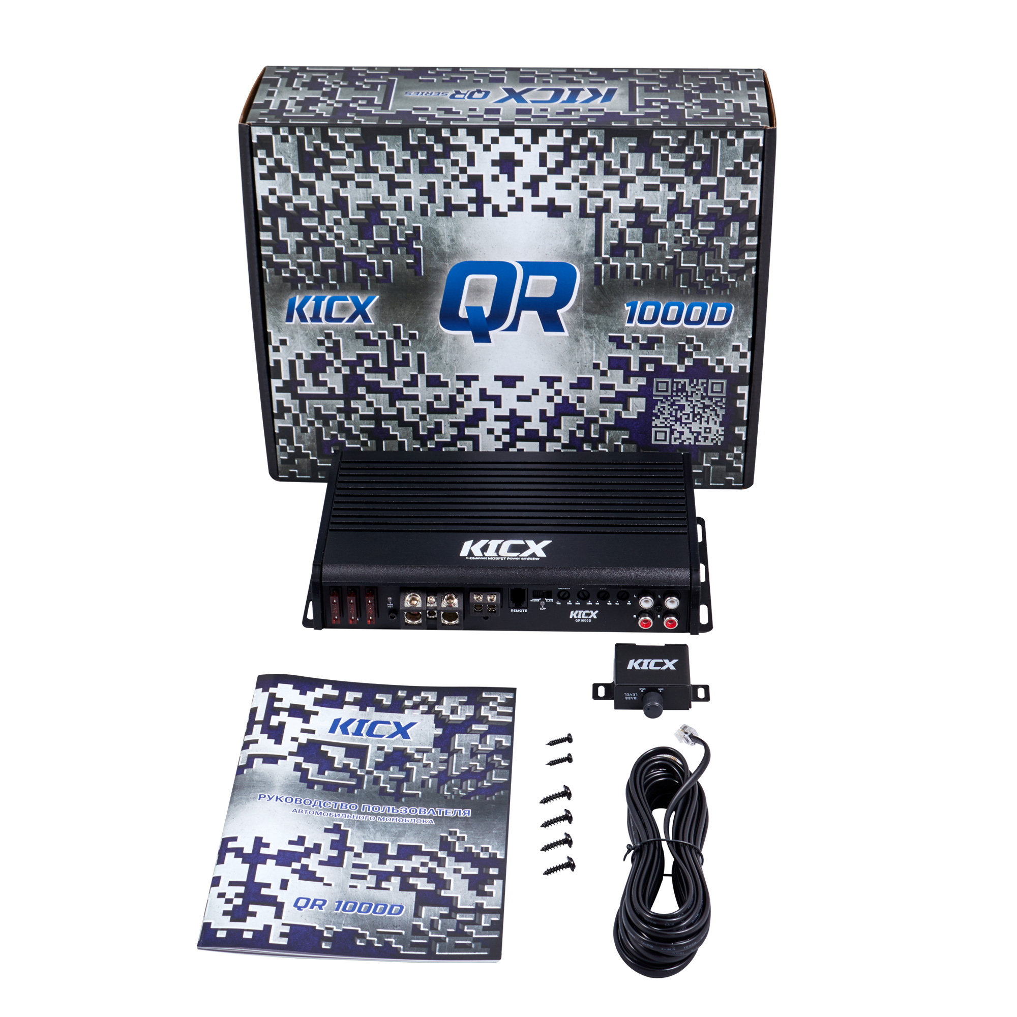 KICX | QR 1000D | 1-кан, класс D, мощность RMS 1050 Вт х1 ( 1 Ом ), 740Втх1 ( 2 Ом ) | 4