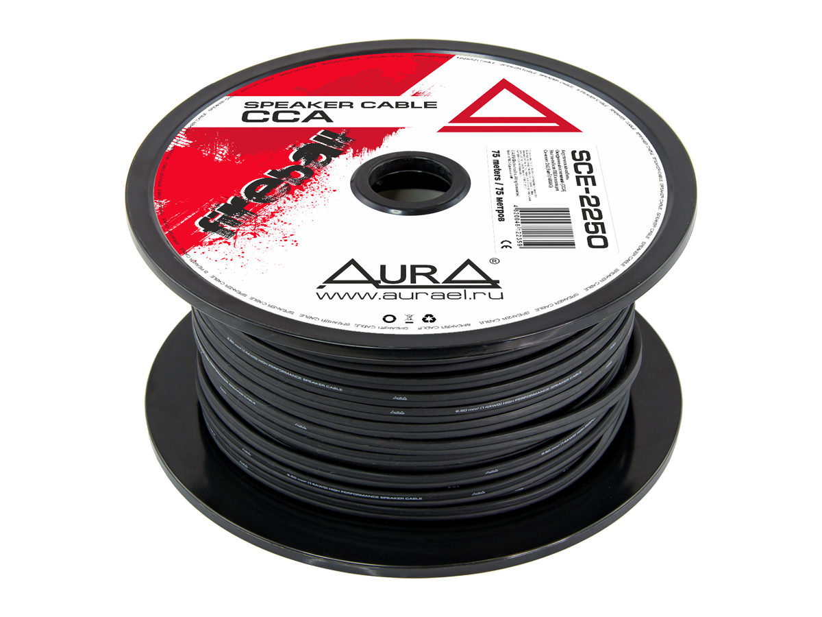 AurA | SCE-2250 MkII | 2x2.5мм² (14Ga), бухта 75м., черный | превью 1